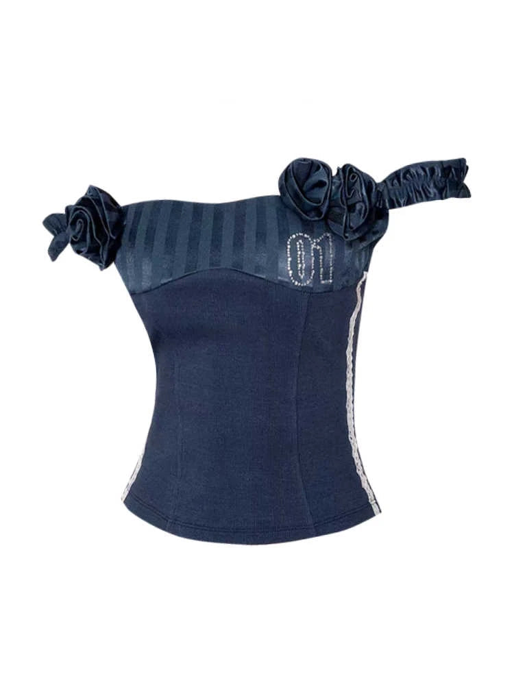 2000s Aesthetic Denim Camisole Crop Top