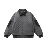 Diamond Pattern Padded Windbreaker Jacket