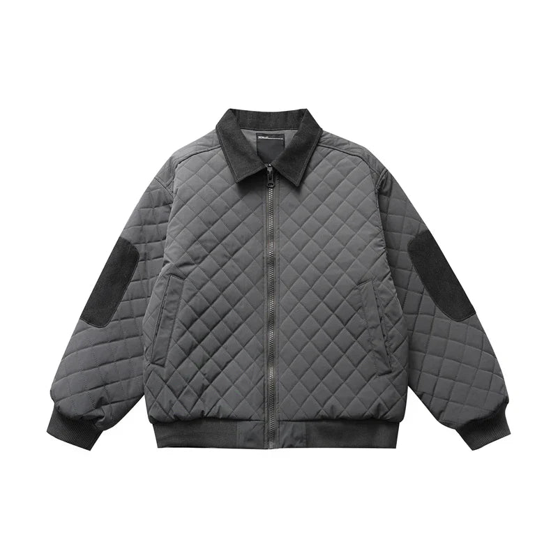 Diamond Pattern Padded Windbreaker Jacket