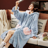 Animal Thick Warm Hooded Pyjamas For Women