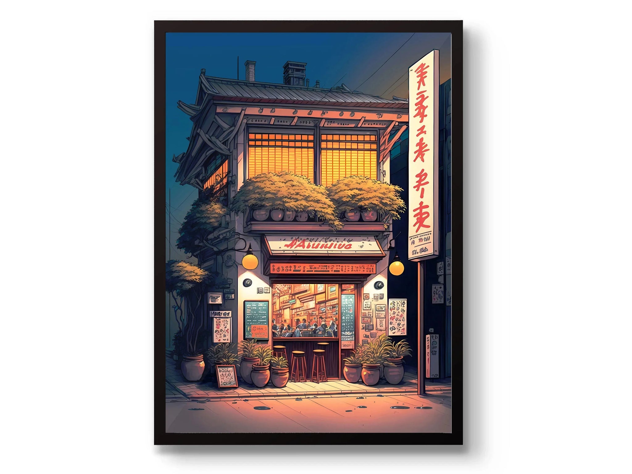 Anime Ramen Street Scene Wall Poster
