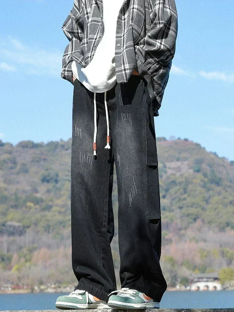 Straight Leg Soft Boy Solid Color Jeans