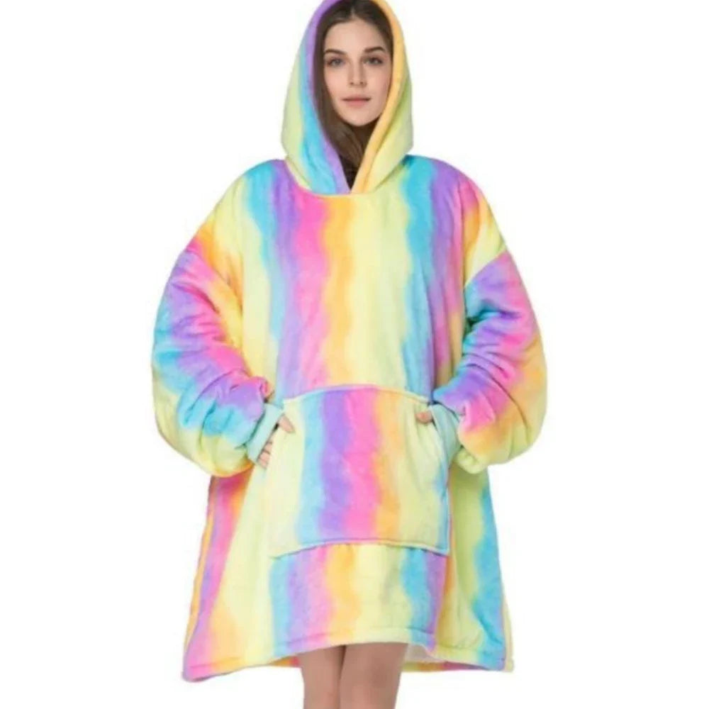 Unisex Flannel Hooded Sweater Blanket