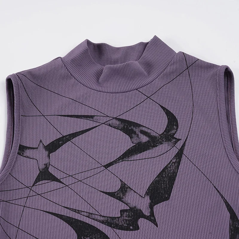 Y2K Bird Purple Top