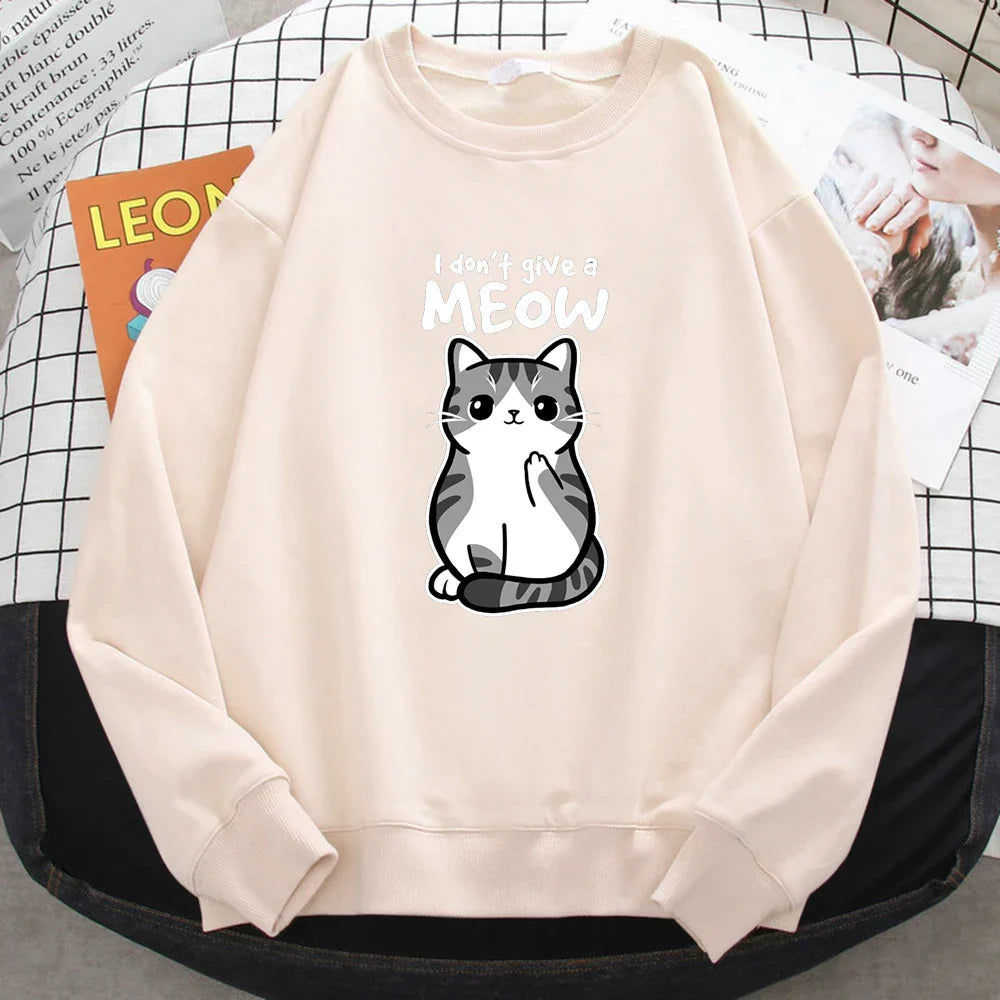 I Don't Give A Meow Cat Print Sweatshirt