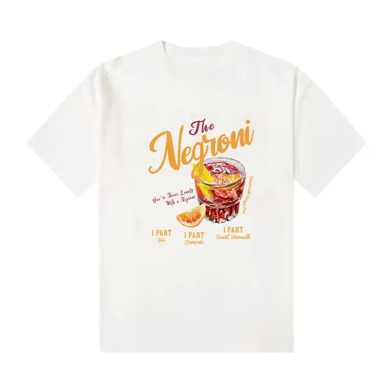 Camiseta Gráfica de Cóctel Negroni Retro Vintage