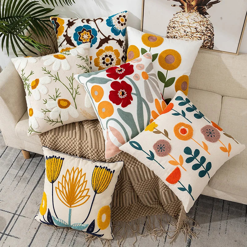 Vintage Embroidered Throw Pillow Cover