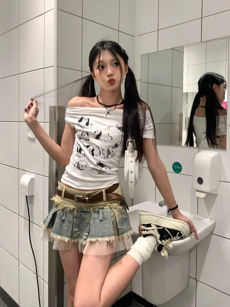 Japanese Y2k Aesthetic Mini Denim Skirt