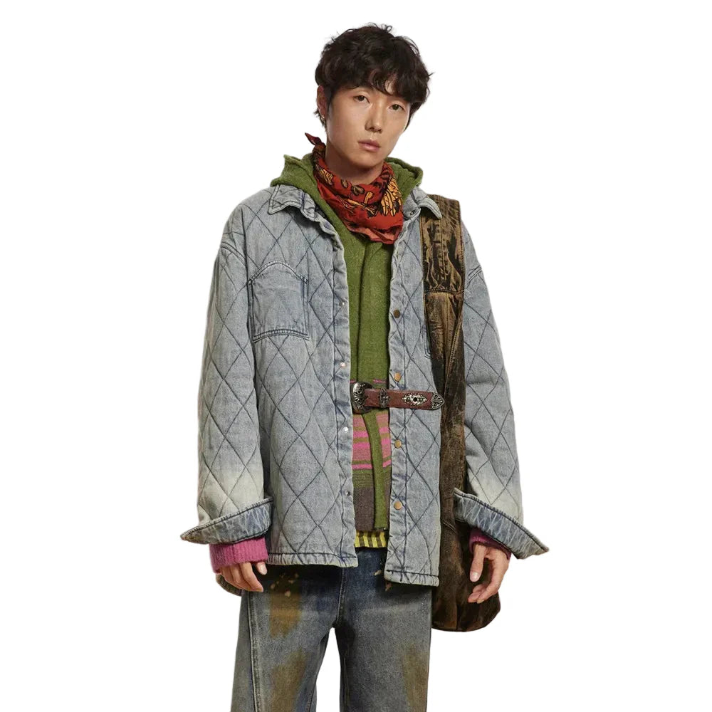 Diamond Stitch Denim Jacket
