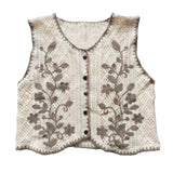 Flower Embroidery Crochet Waistcoat Top Sleeveless Vest