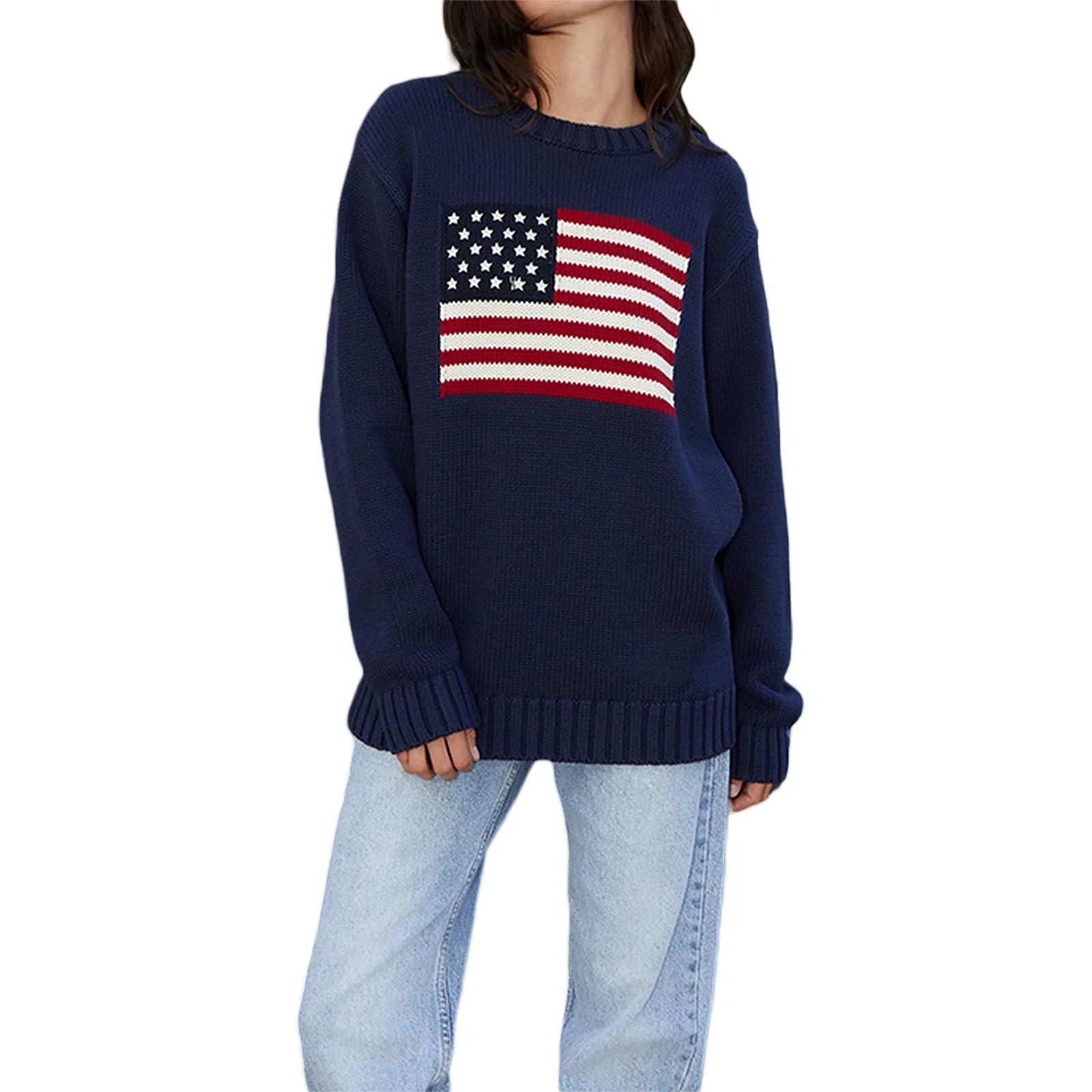 American Flag Print Sweater