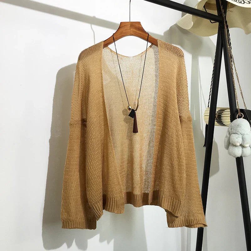 Sheer Open Front Knitted Cardigan
