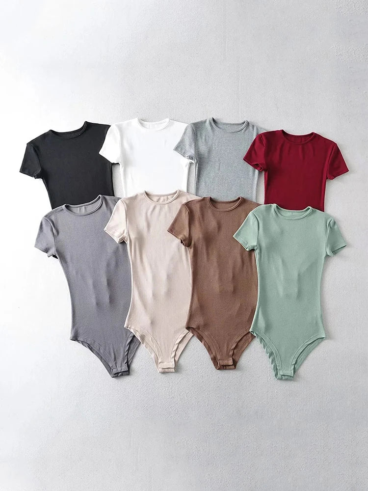 Sexy Slim Short-Sleeve O-neck Bodysuits