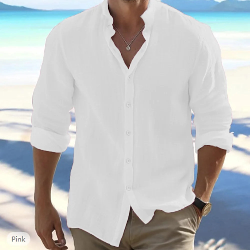 Solid Color Cotton Linen Shirts