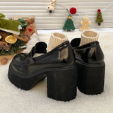 Retro High Heels Solid Color Black Shoes