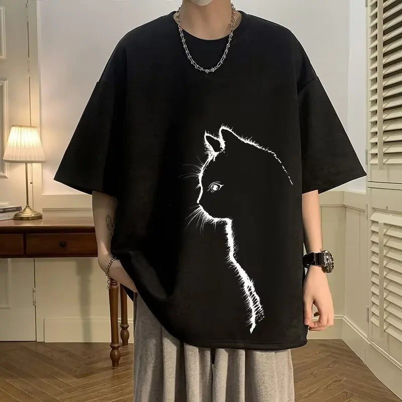 Loose Fit Summer Cat T-Shirt