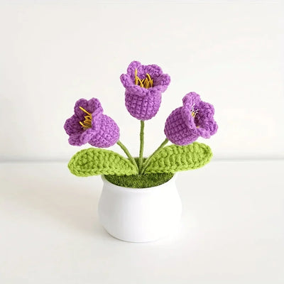 Flor de Punto de 3 Cabezas, Tejida a Mano, Estilo Boutique