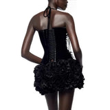 Flowers Corset Top & Ruffled Mini Skirt Set