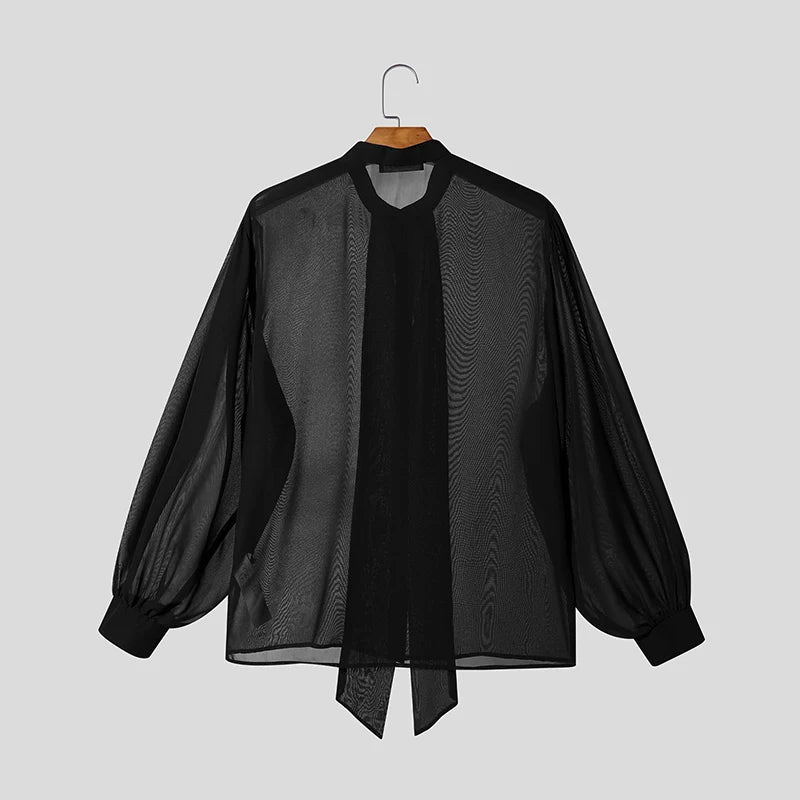 Sheer Bow Solid Color Shirt