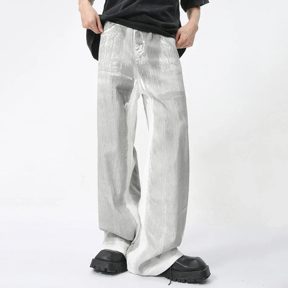 Cyperpunk Washed White Straight Leg Pants
