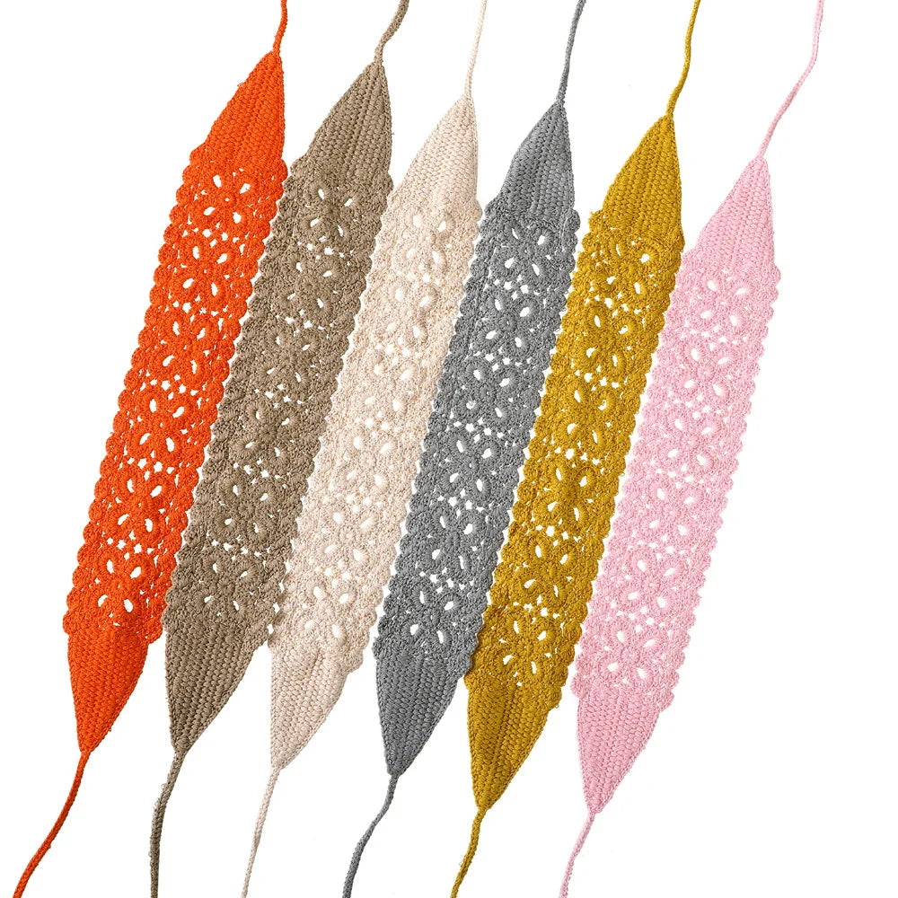 Solid Color Hollow Knitted Headbands