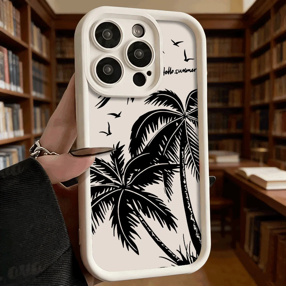 Black Palm Tree Silhouette Shockproof Phone Case