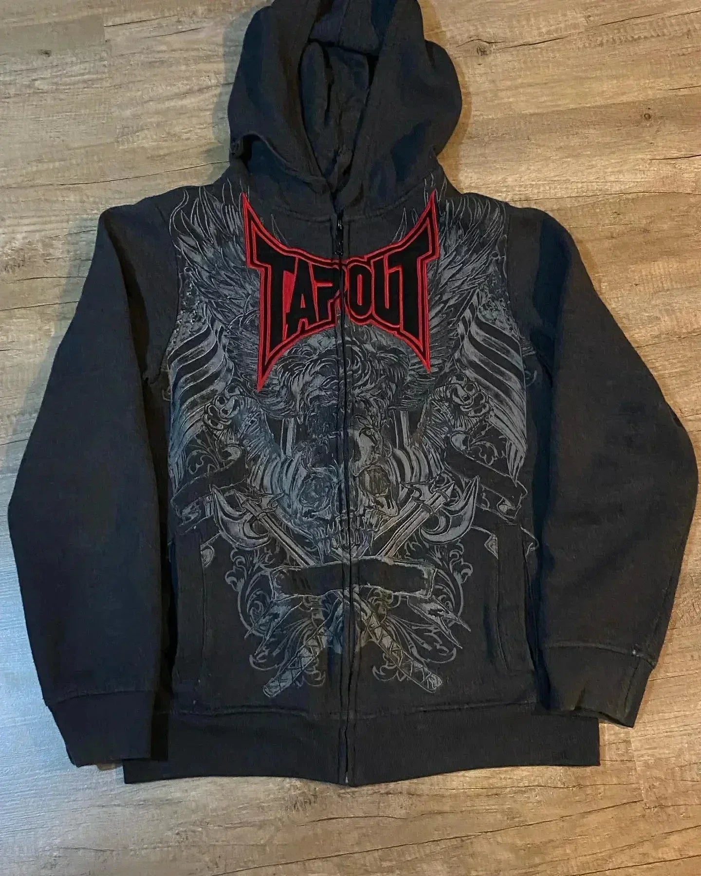 Retro Gray Zipper Oversized Hoodie