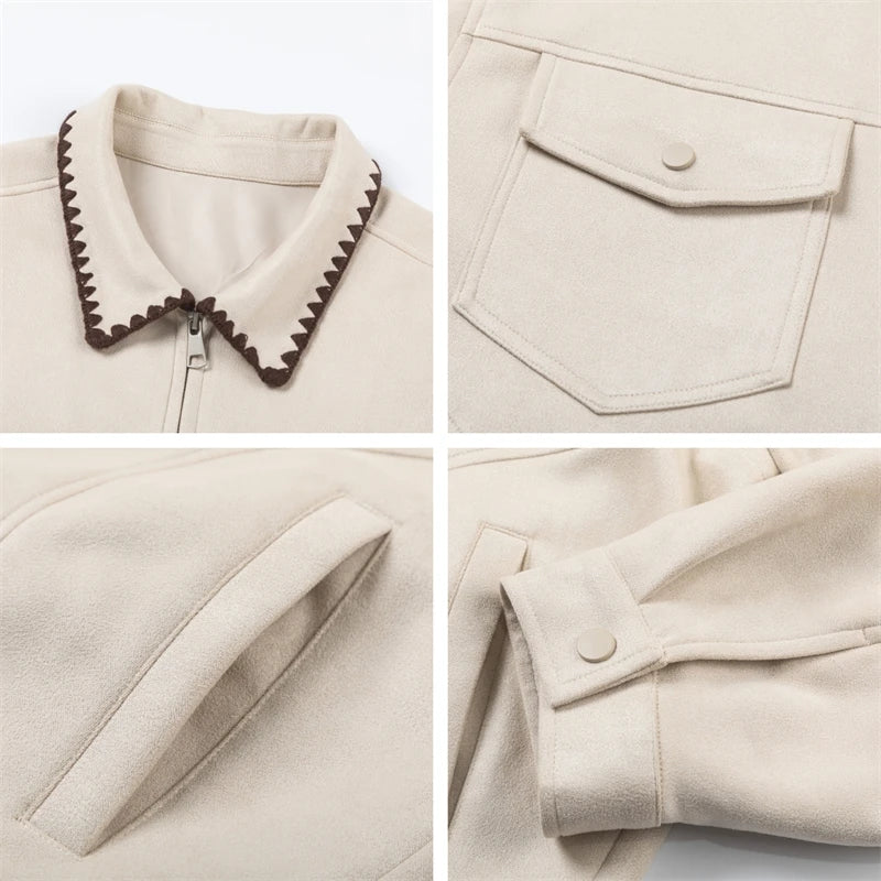 Y2K Stylish Suede Bomber Jacket