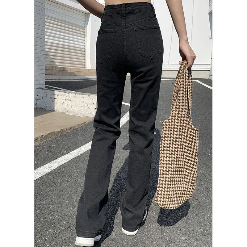 High Waist Korean Straight Leg Jeans