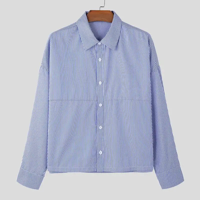 Striped Lapel Long Sleeve Shirt
