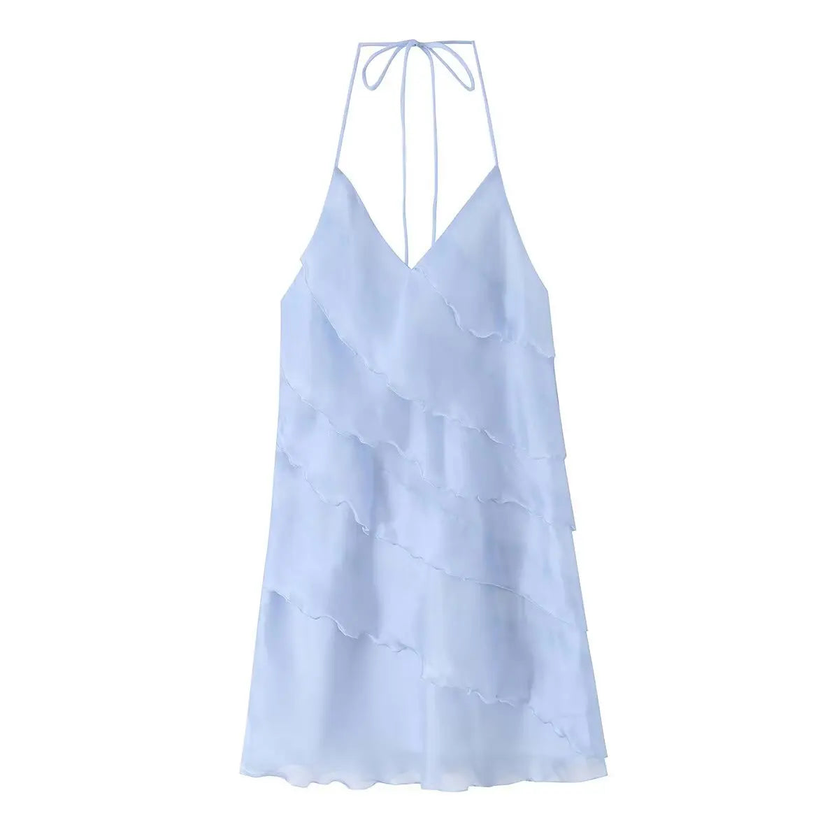 Light Blue Halter Neck Mini Dress