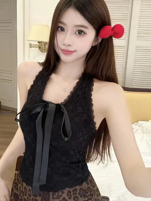 Coquette Core Bow Halter Top
