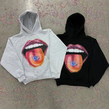 Casual Vibrant Lips Pattern Hoodie
