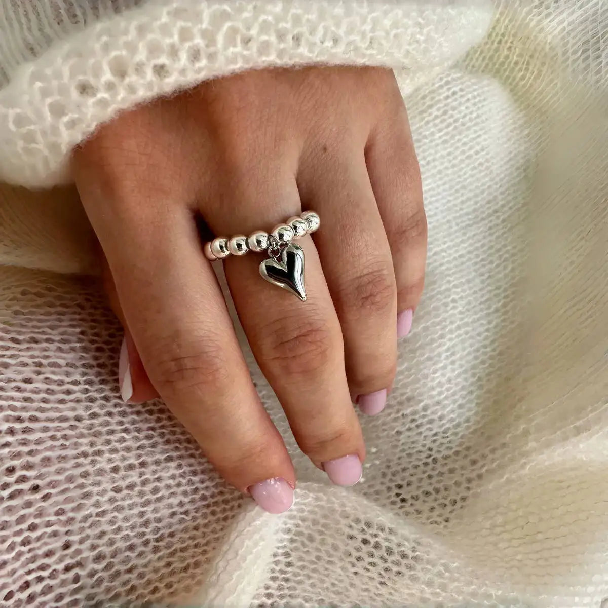 Handmade Beaded Love Heart Rings