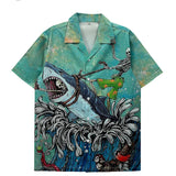 Weird Core Graphic Shark Hawaiian Beach Shirt