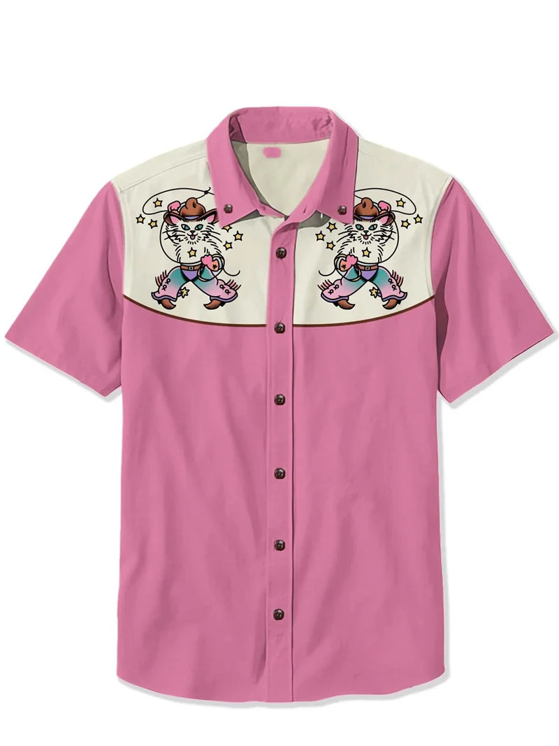 Summer Color Block Button Down Shirt