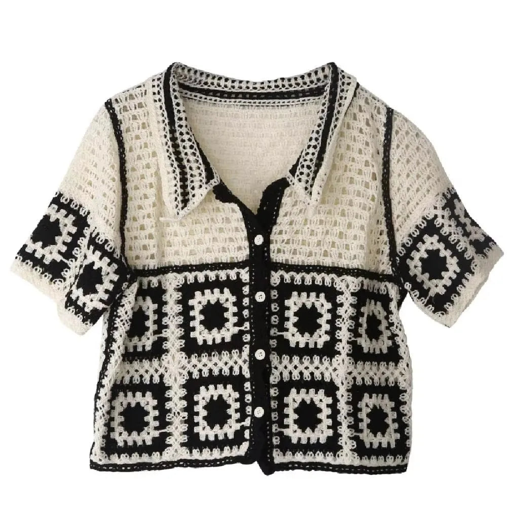 Handmade Crochet Striped Knitted Vest