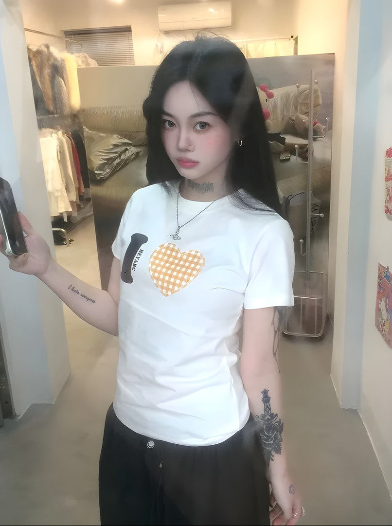 Women Vintage Love Print T-Shirt