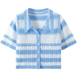 Handmade Crochet Striped Knitted Vest
