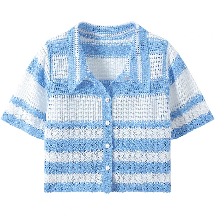 Handmade Crochet Striped Knitted Vest