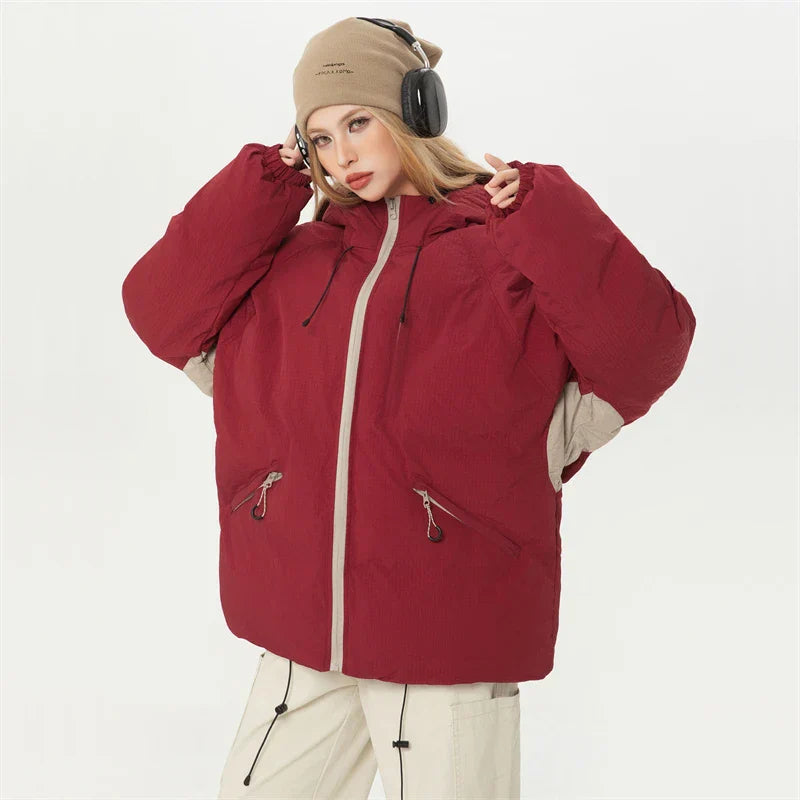 Women's Edgy Red Puffer Jacket