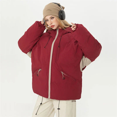 Auffällige rote Damen-Pufferjacke