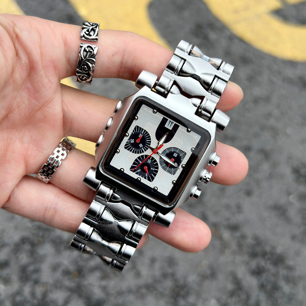 Y2K Retro Stainless Steel Band Sports Wristwatch