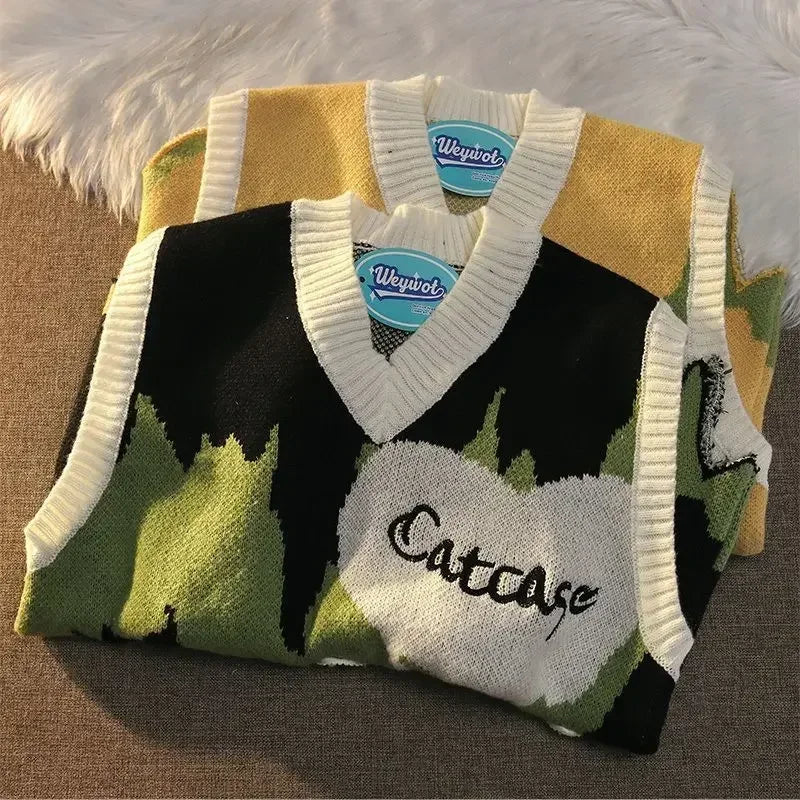 Weirdcore Ärmellose Strickweste