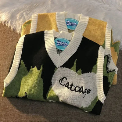 Weirdcore Sleeveless Loose Knitted Vest