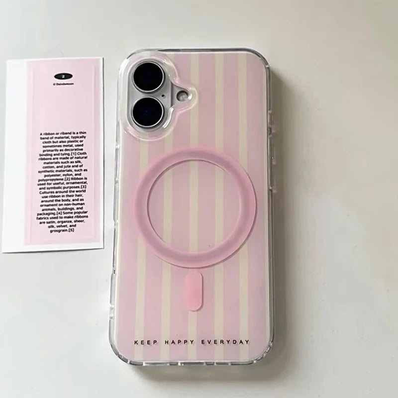 Cute Pink Stripes iPhone Case