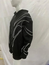 Y2K Striped Zip-up Black Hoodie