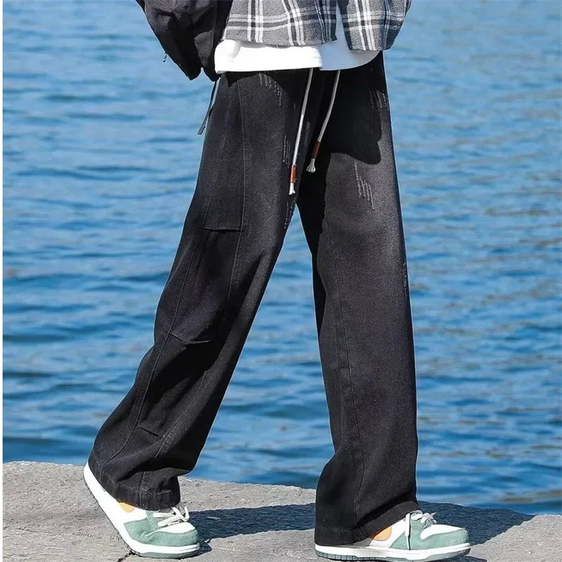 Straight Leg Soft Boy Solid Color Jeans