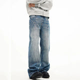 Lightning Pattern Wide Leg Denim Pants