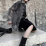 Vintage Oversized Mesh Casual Shirt